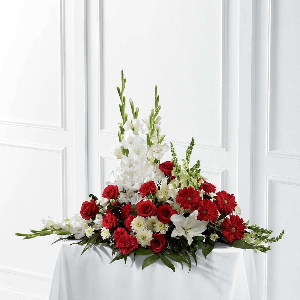 Crimson & White Arrangement – La Fleur Bijou, Fort Lauderdale FL