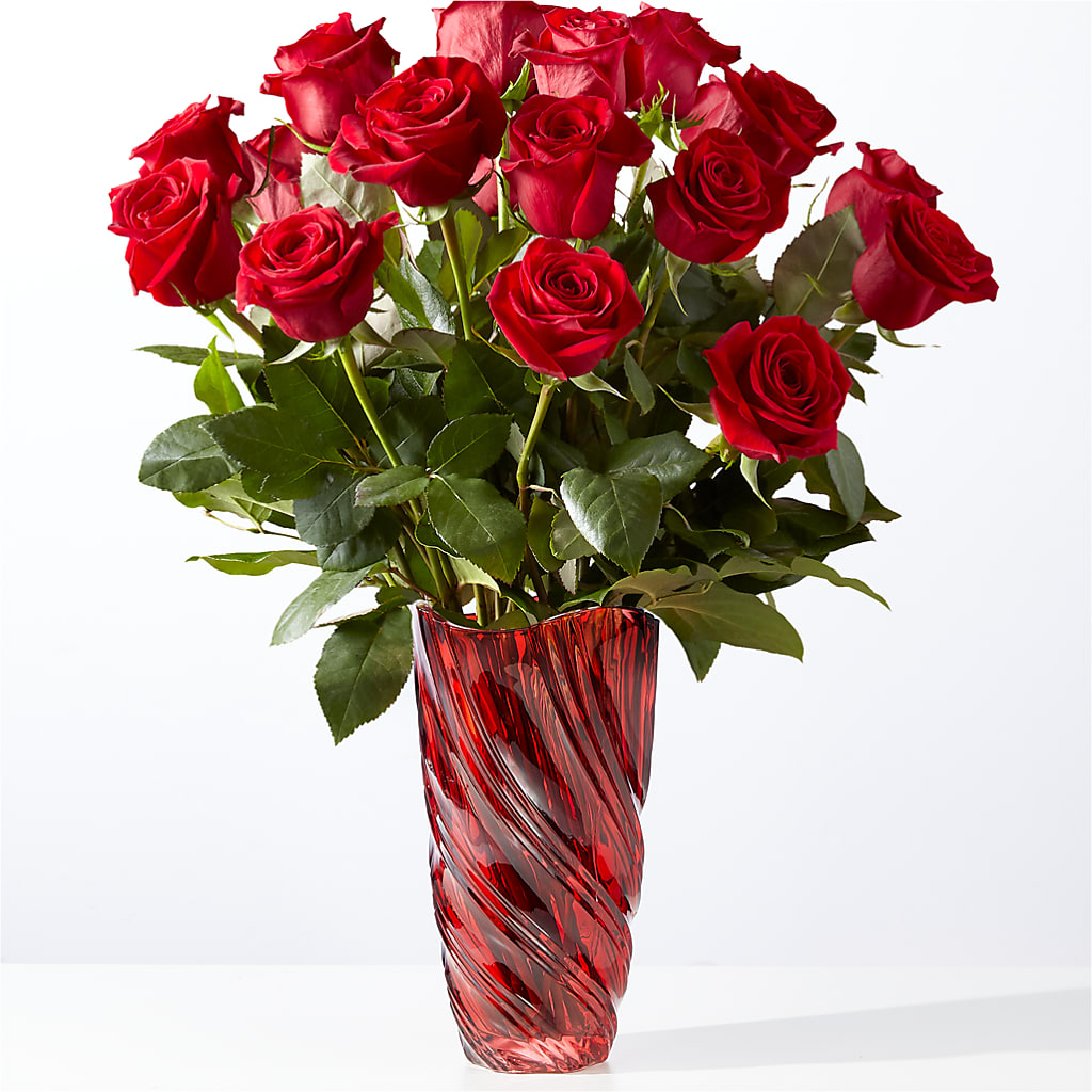 Classic Love Red Rose Bouquet with Luxe Swirl Vase – La Fleur Bijou, Fort Lauderdale FL