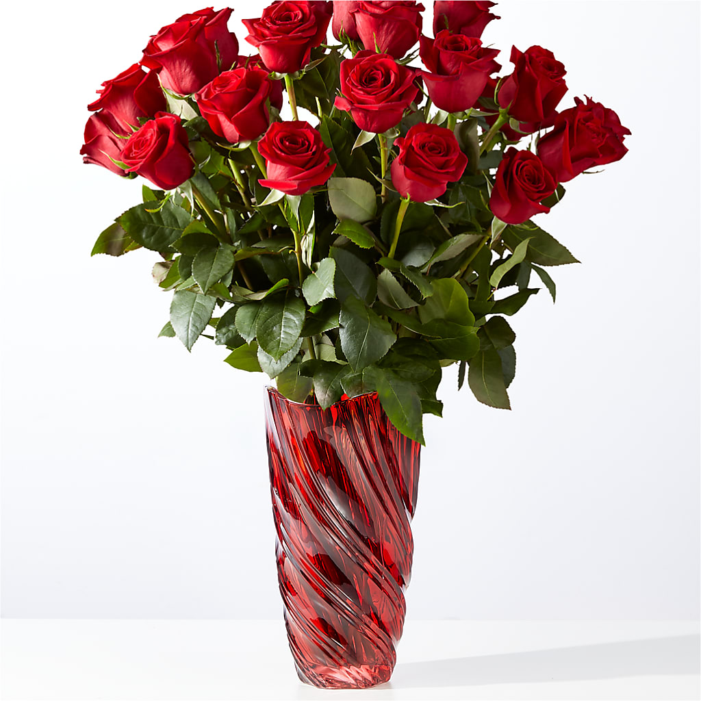 Classic Love Red Rose Bouquet with Luxe Swirl Vase – La Fleur Bijou, Fort Lauderdale FL