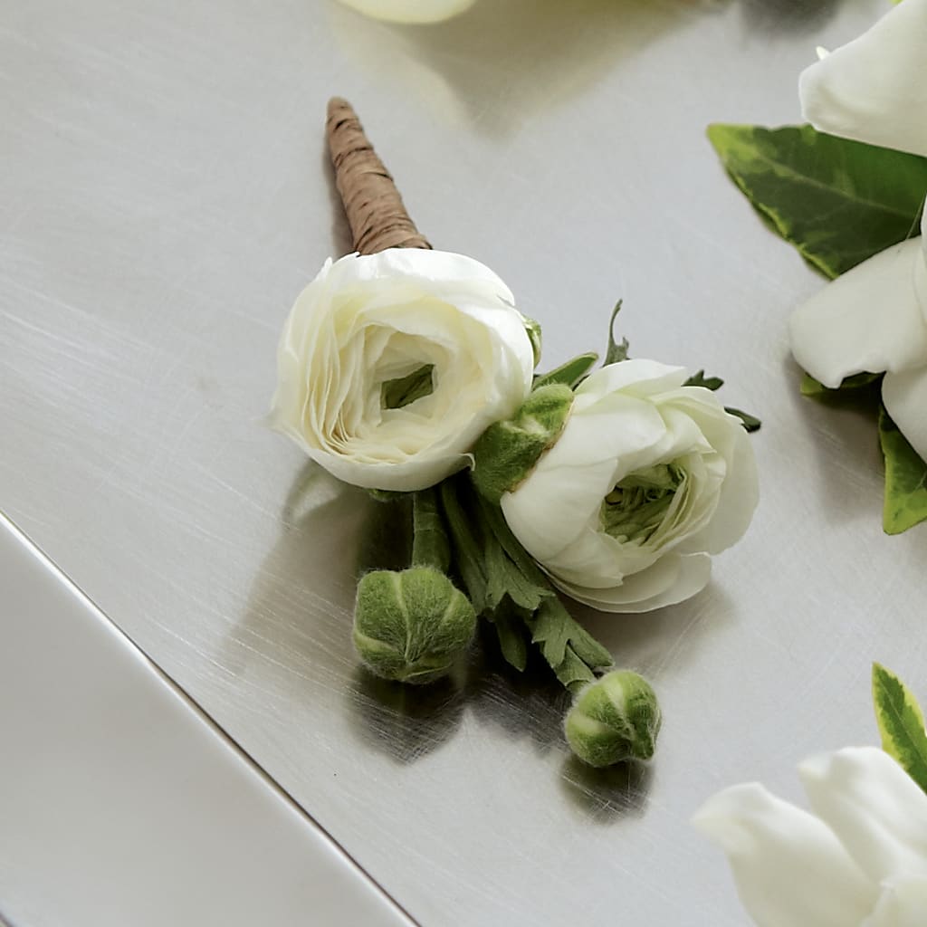 White Ranunculus Boutonniere – La Fleur Bijou, Fort Lauderdale FL