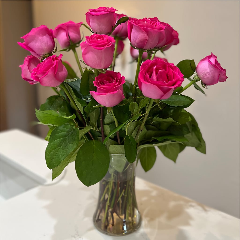 Long Stem Pink Rose Bouquet –  La Fleur Bijou, Fort Lauderdale FL