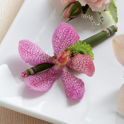 Pink Mokara Boutonniere –  La Fleur Bijou, Fort Lauderdale FL