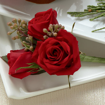 Red Spray Rose Boutonniere –  La Fleur Bijou, Fort Lauderdale FL