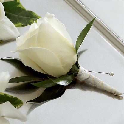 White Rose Boutonniere –  La Fleur Bijou, Fort Lauderdale FL